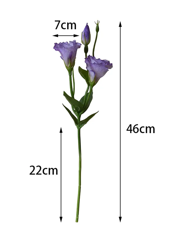 5 Stück Künstliche Blumen, 3 Köpfe Eustoma-Bouquet, Hochzeitsdekoration, Seiden-Lisianthus, Party-Arrangement, Heimdekoration, Tischblumen – Detail 1