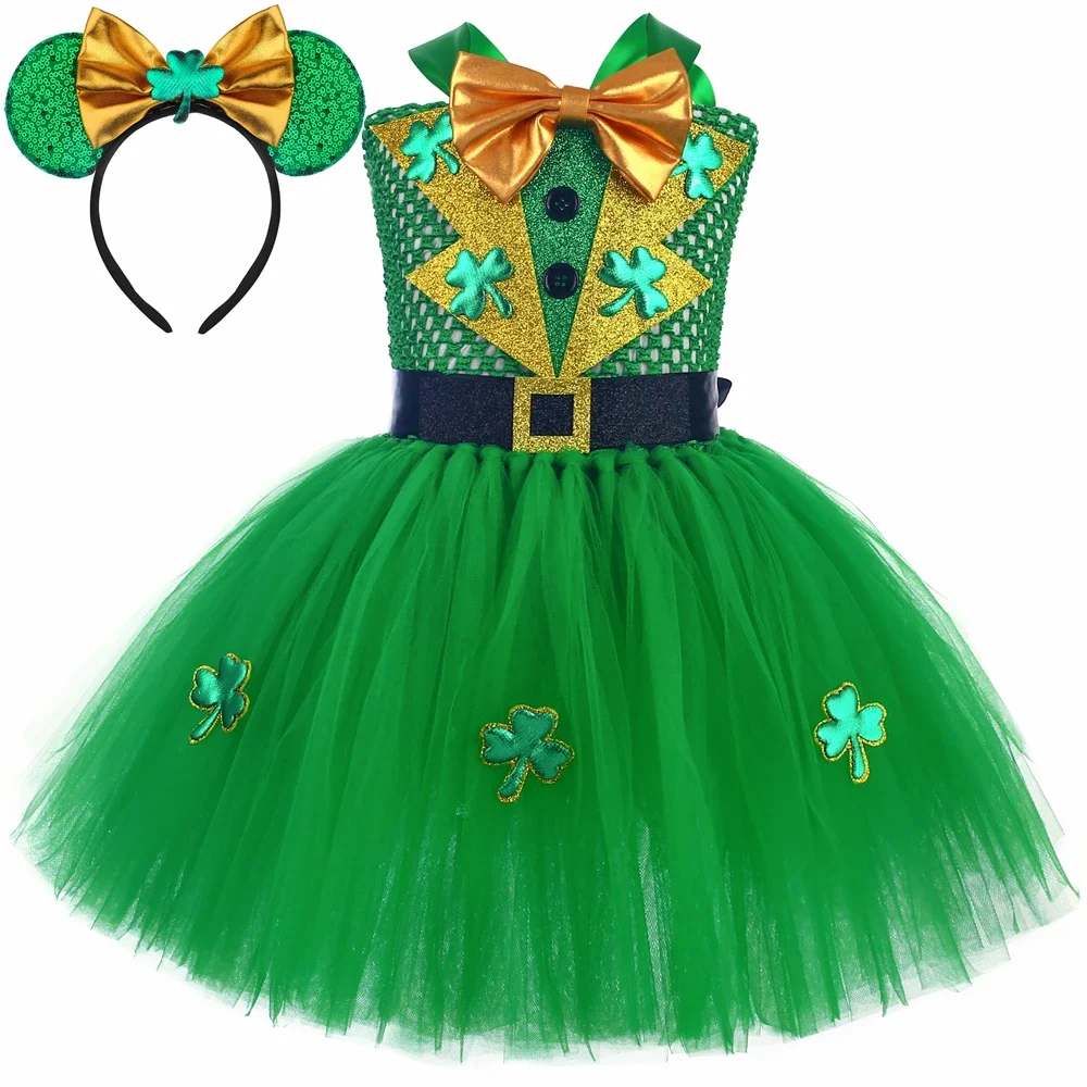 

Saint Patrick St. Patrick's Day Costume for Girls Festival Holiday Clothes Baby Kids Shamrocks Lucky Fairy Leprechaun Tutu Dress