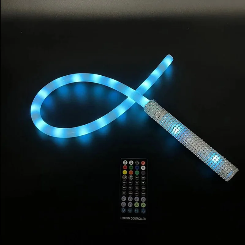 شريط سوط متوهج بجهاز تحكم عن بعد لدعائم عطلة الكرنفال والحفلات الموسيقية الصوتية وحزام الرقص الشرقي الممتاز مع LED
