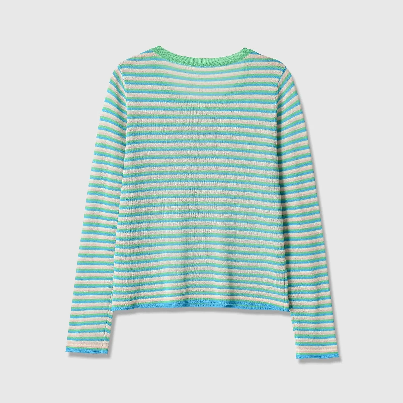 European and American style 2026 new summer women's style simple long-sleeved round neck fine needle striped sweater