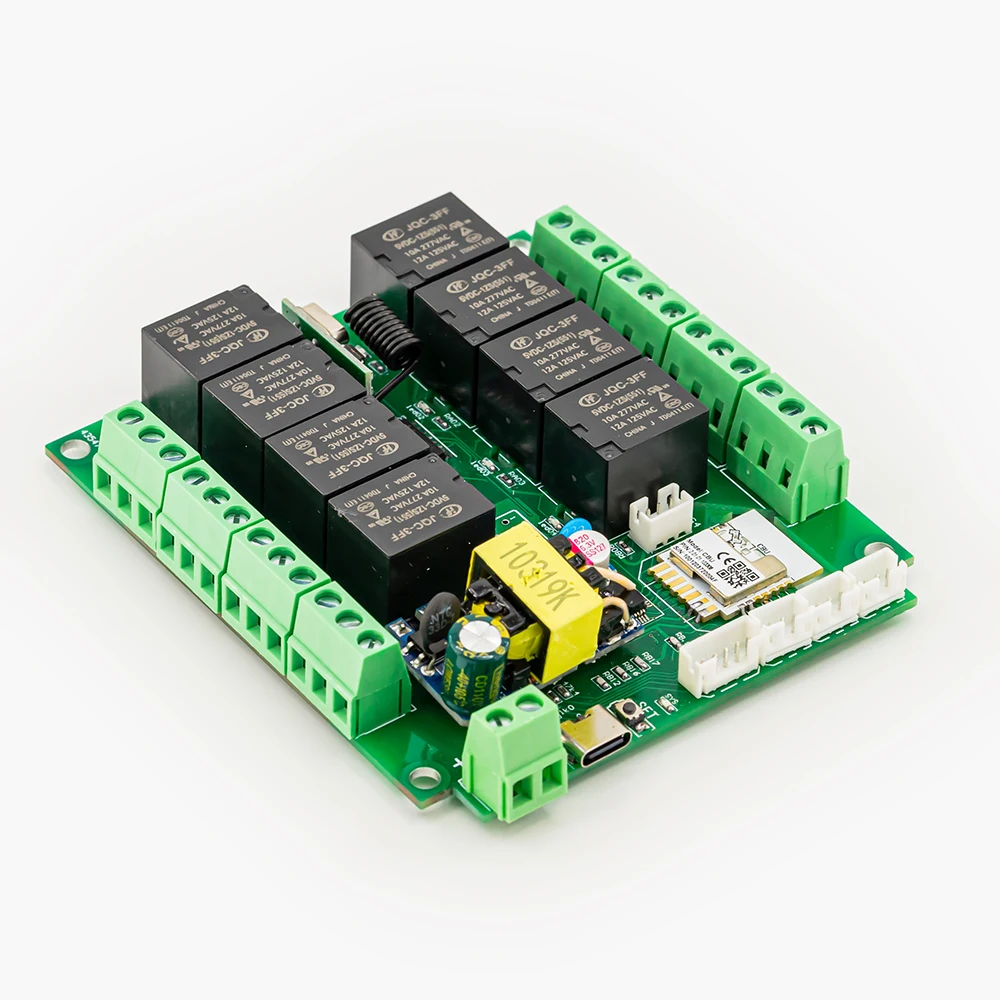 Tuya-relé de Control remoto WiFi/Zigbee de 8 canales, soporte de pantalla de estado de circuito de 4 vías, 4 controles de entrada de temperatura y