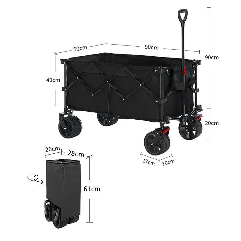 Heavy Duty Stainless Steel Folding Camping Wagon With 150kg Load Capacity For Storage Camping & Shopping