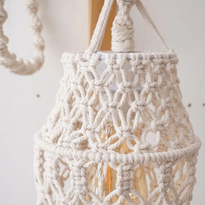 Woven Cotton Rope Lamp Cover Macrames Tassels Hanging Home Decors Light Shade