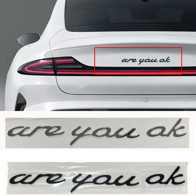 

Are You Ok Creative ABS Plastics Letter Logo Emblem Badge Sticker For Tesla Cadillac Skoda Audi Ford Bmw Mercedes Jeep Kia VW