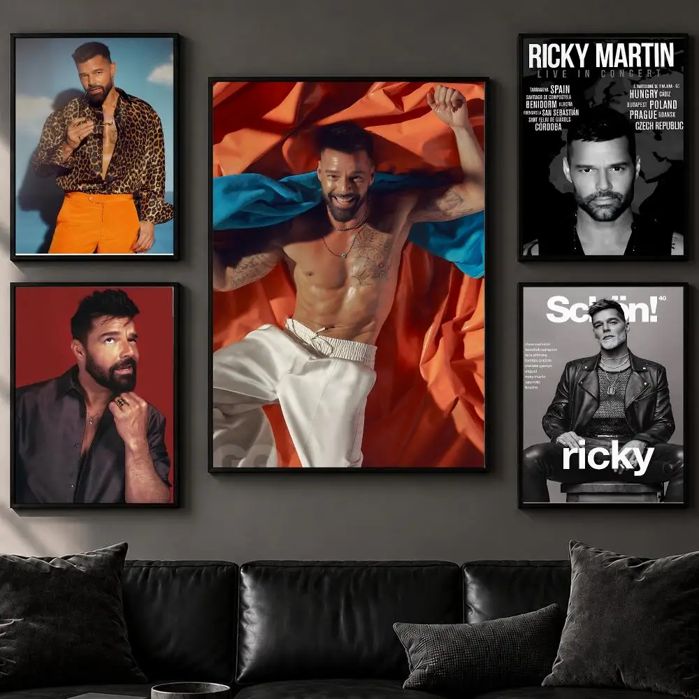 Singer R-Ricky MartinS Poster Art  Self-Adhesive No Glue Residue Wall Decor for Bedroom Living Room
