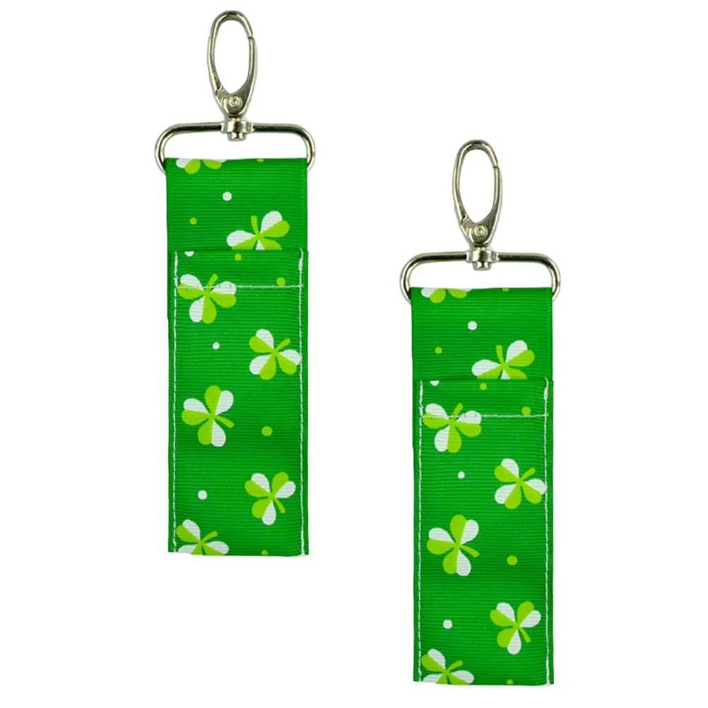 Bolsa de lápiz labial de cuatro trébol para mujer, soporte para anillos, llavero, bolso, mochila, bálsamo labial de viaje, bolsa con soporte para lápiz labial, 2 uds.