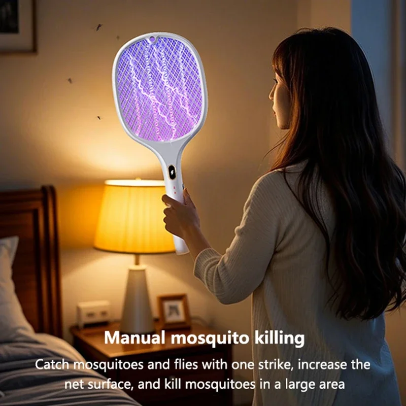 3 In 1 Multi Functional Bug Zapper Racket USB Rechargeable Mosquito Killer Safe Electric Mosquito Swatter Pest Control Supplies view 4