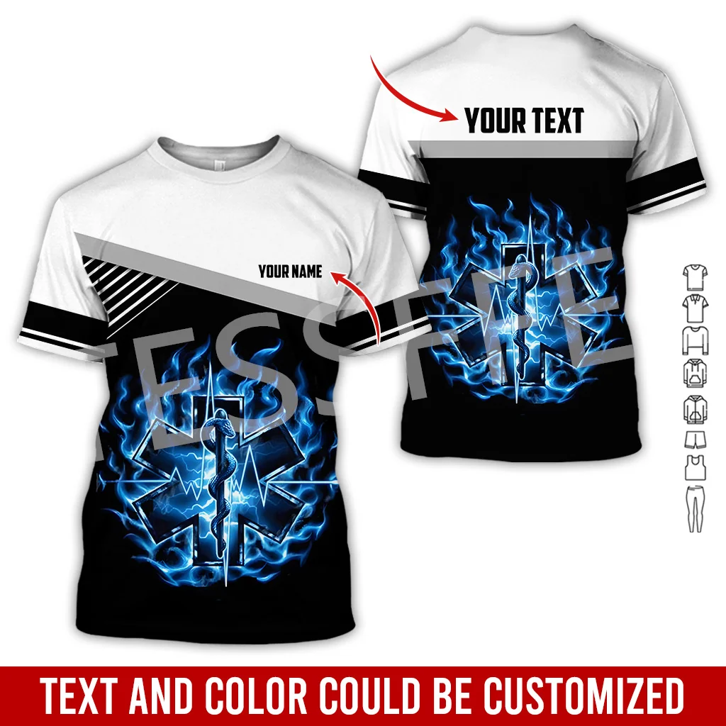 Custom Name Cosplay EMT EMS Paramedic Tattoo Nurse Vintage 3DPrint Summer Harajuku Streetwear Short Sleeves Casual T-Shirts X-3