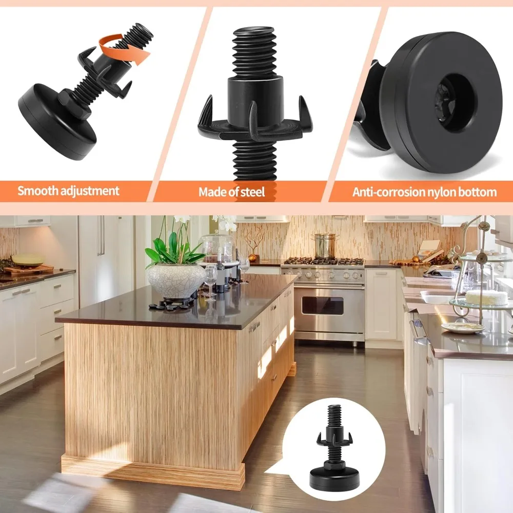 Piedini livellanti Piedini per mobili regolabili, livellatori per mobili con filettatura UNC da 3/8'', piedini livellanti regolabili per tavoli, sedie, armadi