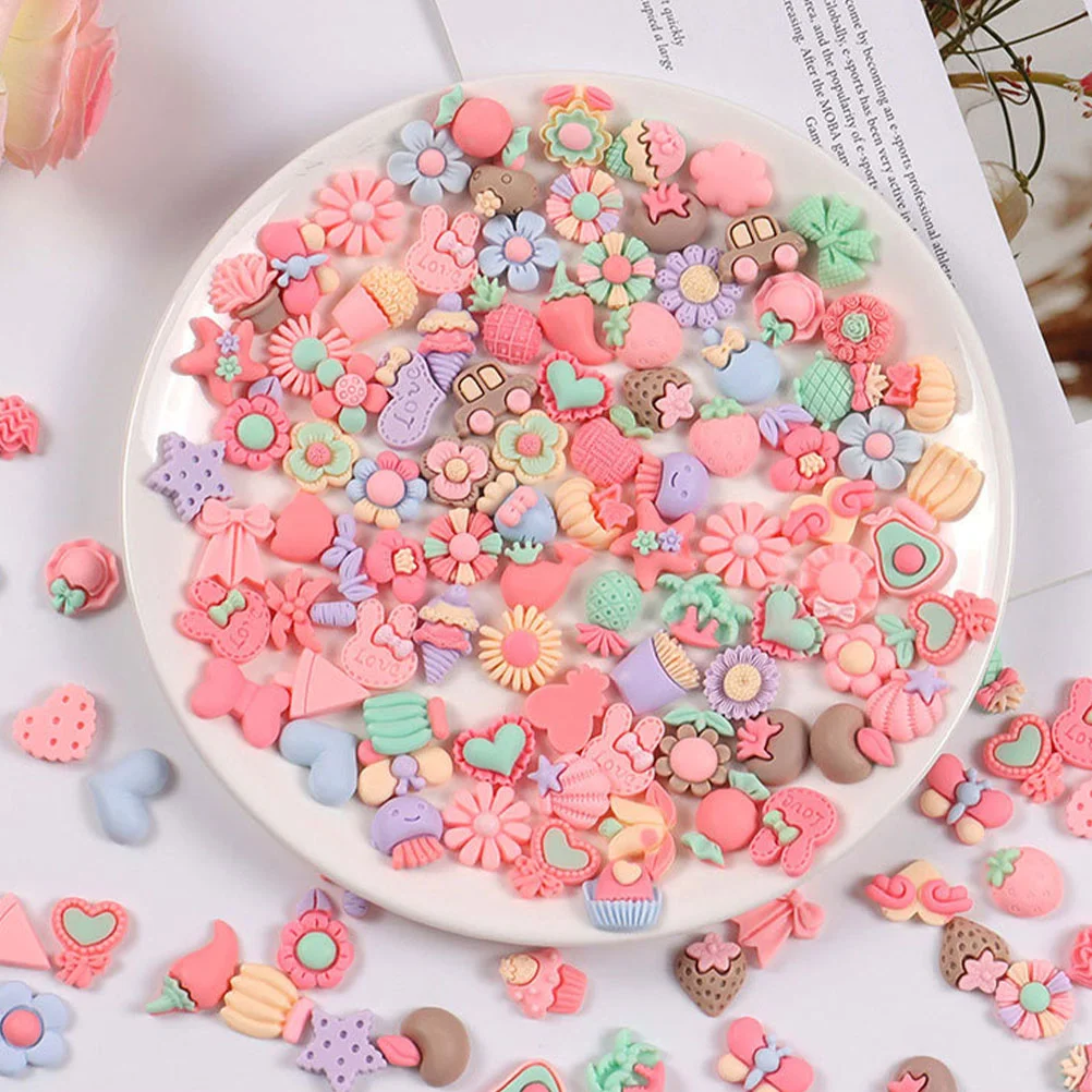 50 Pcs Hair Tie Rope Material Lovely Samll DIY Craft Prop Decor Phone Case Charm Adorable Style Small Accessory Resin