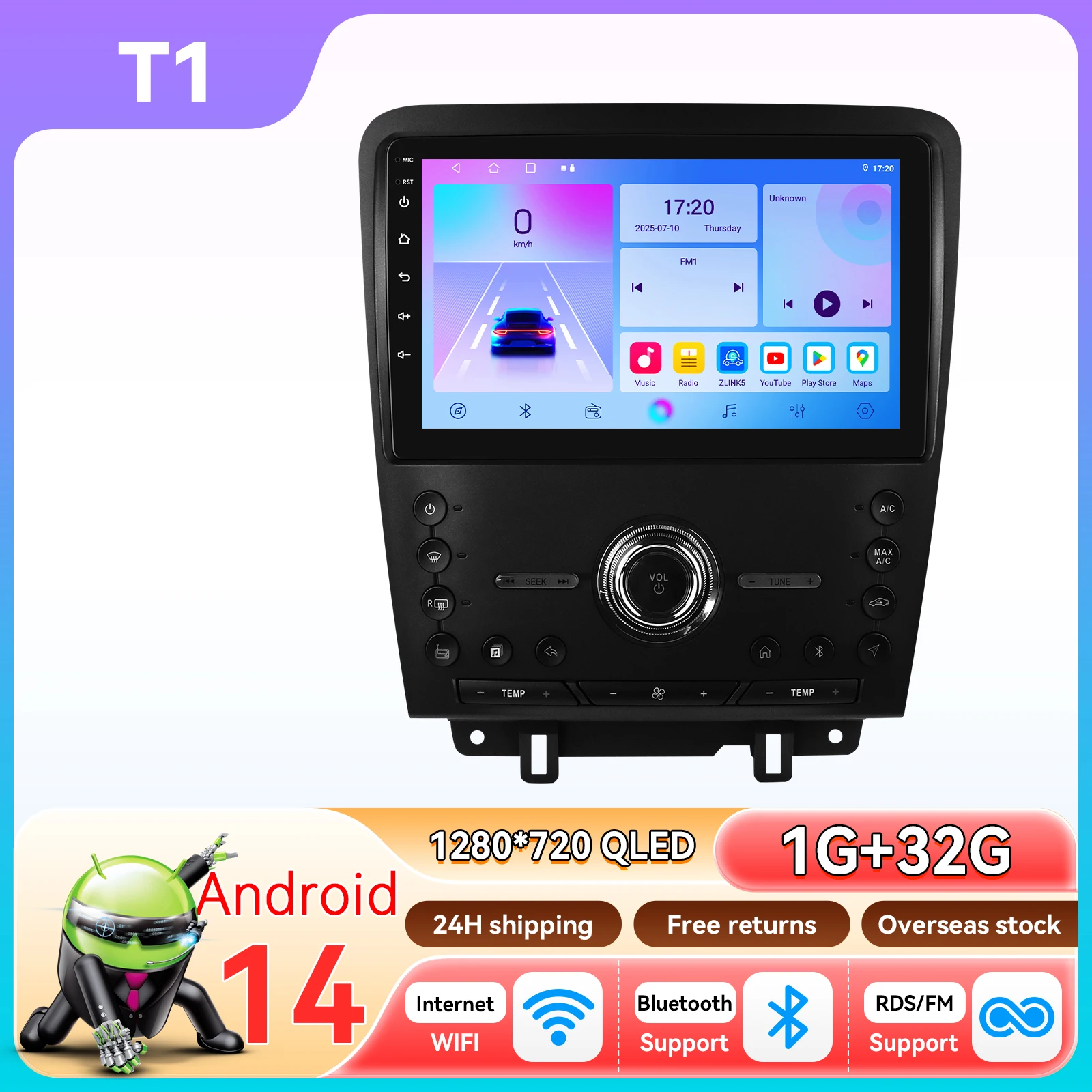 Hizpo 10.1“ 2Din AI Voice autoradio voor Ford Mustang 2010 - 2014 Intelligente Multimedia Monitor Speler Head Unit Navi Bluetooth Android 14
