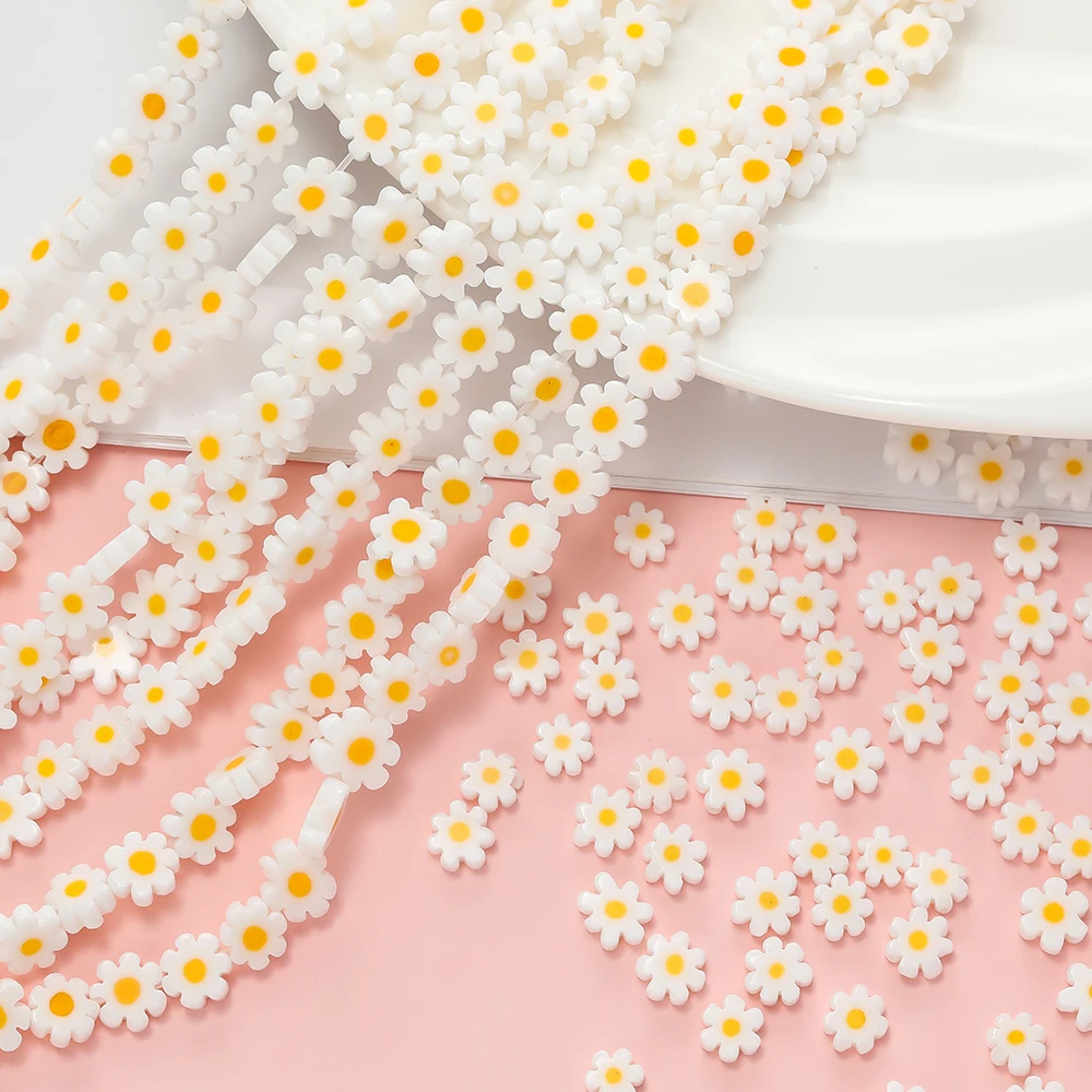 1 سلسلة/مجموعة DIY الزجاج ديزي الخرز 4-9 مللي متر زهرة فاصل فضفاض الخرز لصياغة أساور أقراط القلائد صنع المجوهرات #2