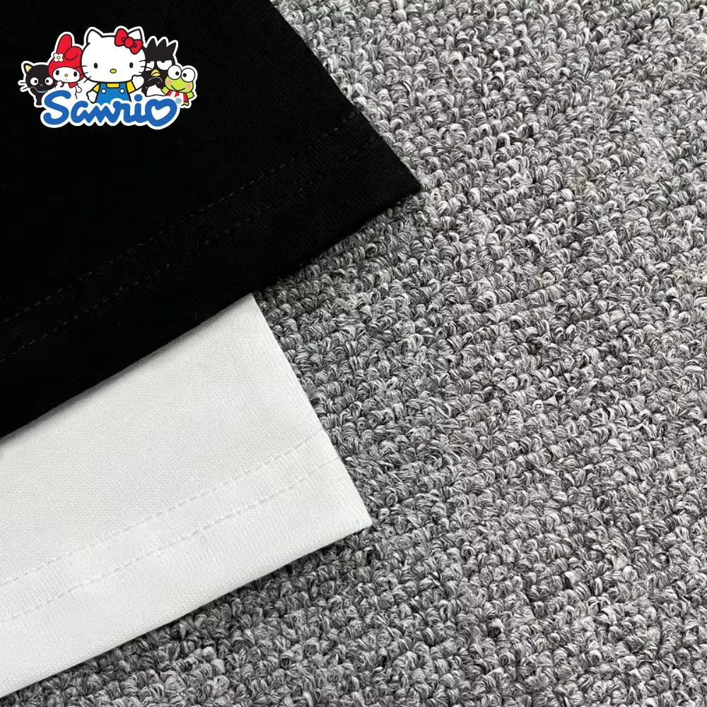 سانريو بلدي ميلودي الوجهين تي شيرت مطبوع الصيف القطن المرأة حجم كبير تي شيرت Y2K ريترو فضفاض عادية قصيرة الأكمام