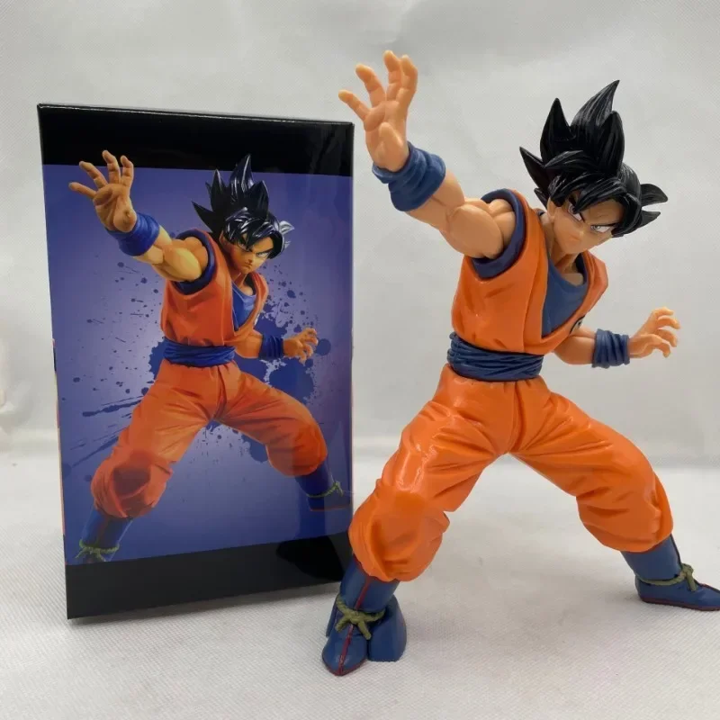 

New Dragon Ball Super Saiyan Black Hair Son Goku Fighting Figure Decoration Anime Peripheral For Children's Gifts