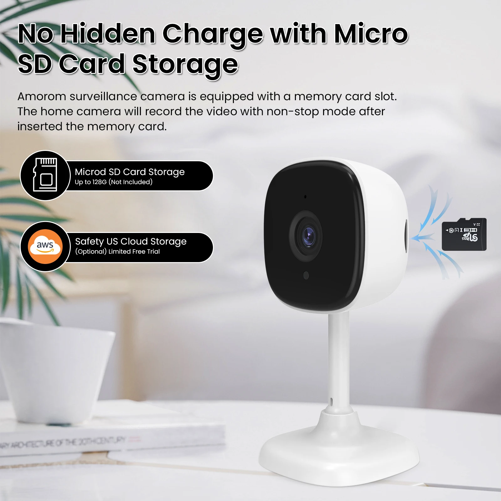 Imagem -06 - Amorom-câmera ip Mini Vigilância Interior Pet Baby Monitor Visão Noturna ai Detectar Wi-fi 1080p Alexa Google Home