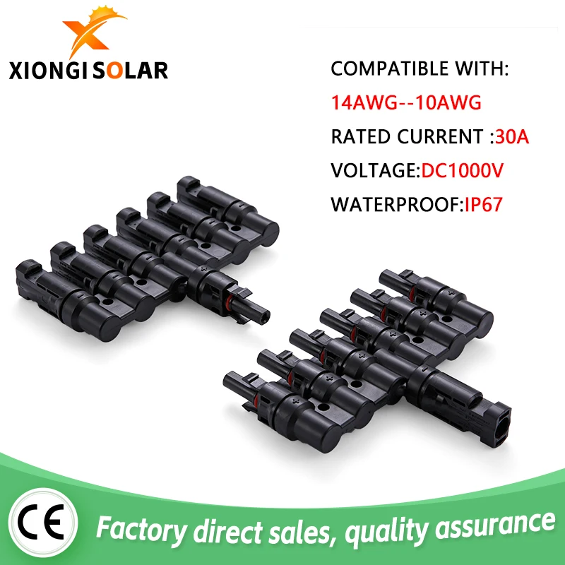 XIONGISOLAR 1 Pair IP67 waterproof6 in 1 out Solar Branch Connectors 30A 1000V Parallel Connector MMMMMMF+FFFFFFM Wholesale