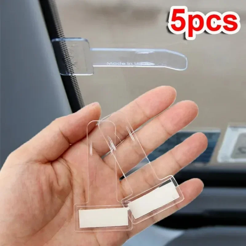 Car Parking Ticket Holder Clip Transparent T-shaped Folderr Permit Sticker Windscreen Paste Auto Fridge Handy Note Mount Holder