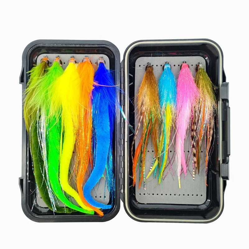 Big Streamer Fly Fishing Lure Set Premium Fly Tying Kit for Trout Salmon Bass and Pike Artificial Bait Box with Durable Flies