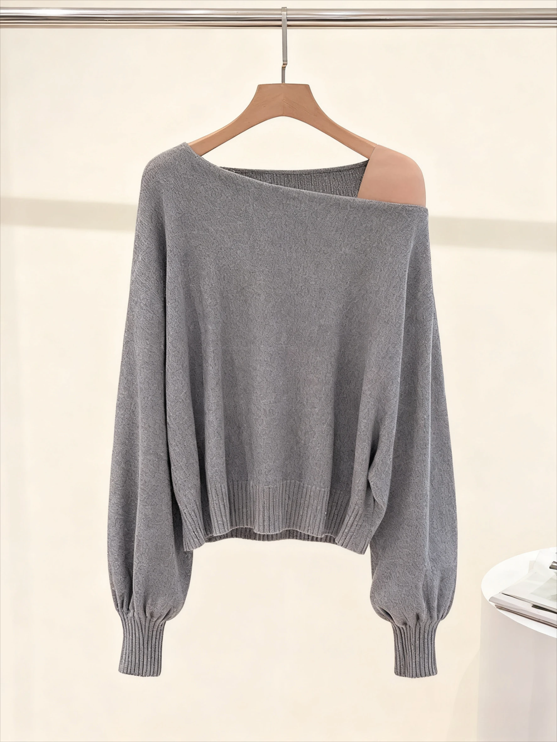 

Sexy Long Sleeve Knitted Pullover Women Thick Off Shoulder Tops Korean Fashion Sweater Loose Casual Autumn Outwear Pullovers