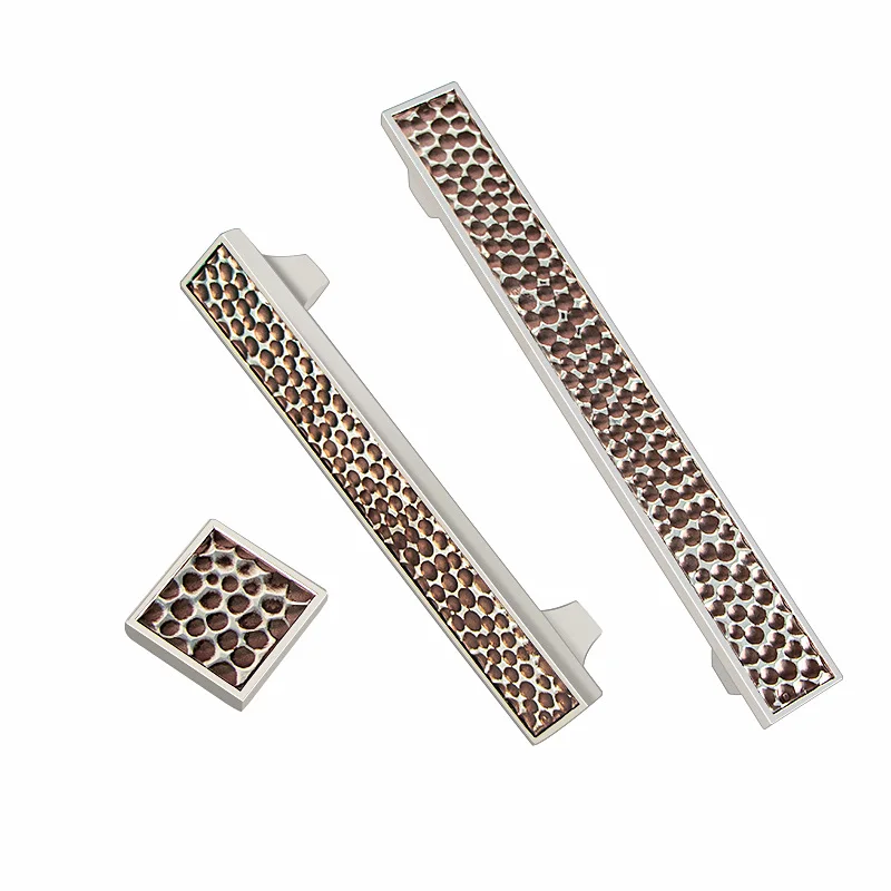 Gold Brass Furniture Handle Hammered Cabinet Knobs Textured Wardrobe Pulls Old-Silver Antique Drawer Dresser Bar Handle