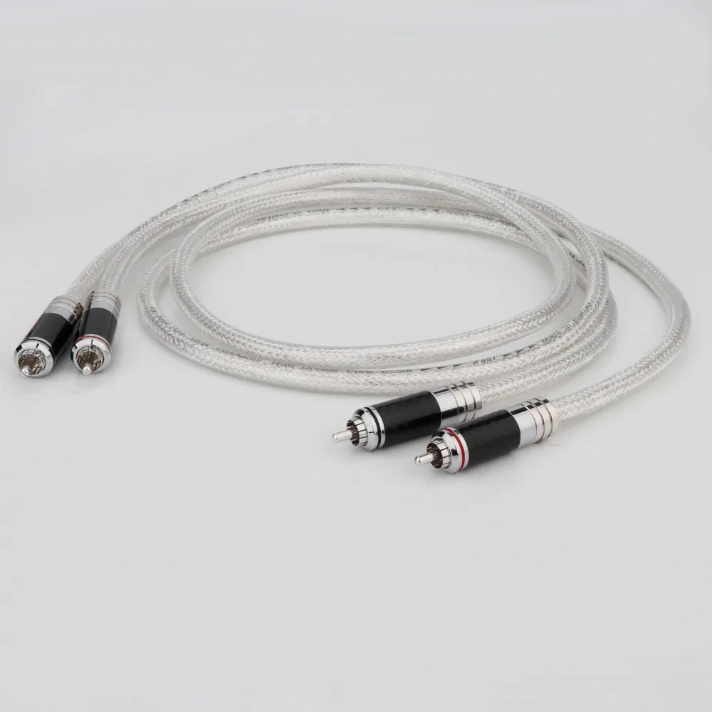 

Pair Signal Cable 4N Pure Silver XLR to RCA Cable HiFi Audio 18AWG Solid PSS Core Silver-Plated Carbon Fiber Plug