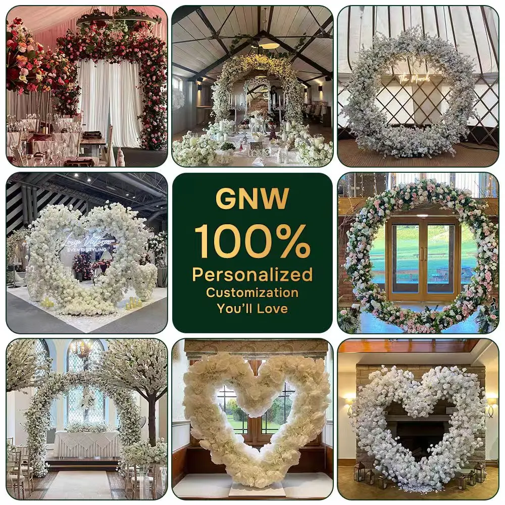 Fully Customizable Wedding Arch | Metal Frame With Artificial Greenery Flowers For Indoor Outdoor Wedding