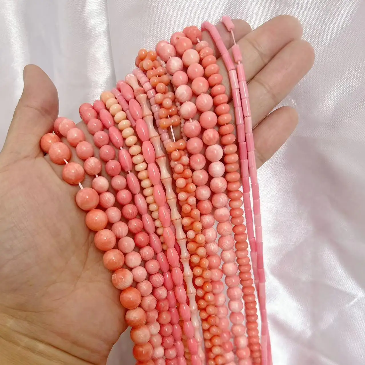 Fashion Mini Pink Natural Column Rice Sea Bamboo Coral Jewelry diy Making Wholesale Spacer Beads Strand  15\