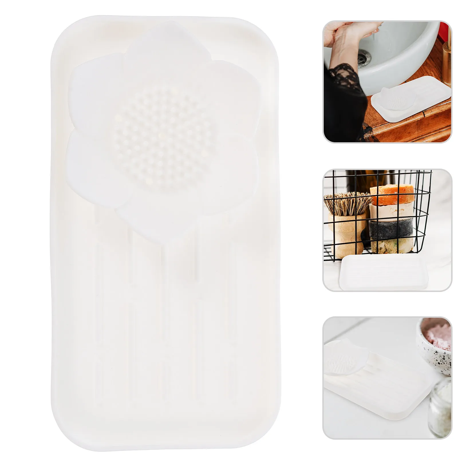 

1Set Sturdy Silicone Soap Holder Draining Tray for Bathroom Kitchen Soap Container Home Supplies Home Supplies