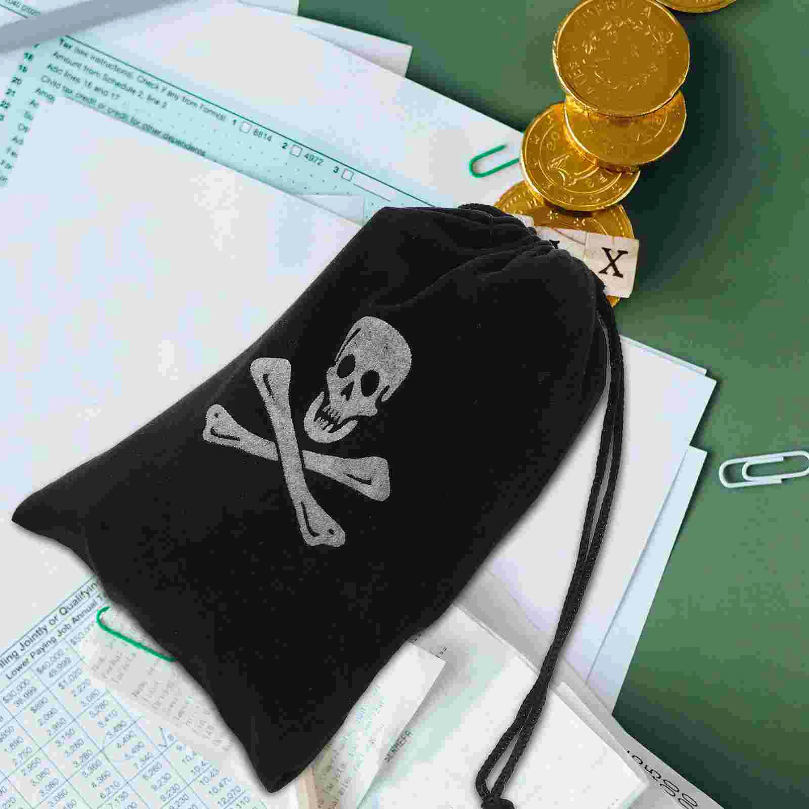 10 Pcs Booty Halloween Pirate Drawstring Bag Candy Decorations Bags 155X115cm Polyester Coin Pouch