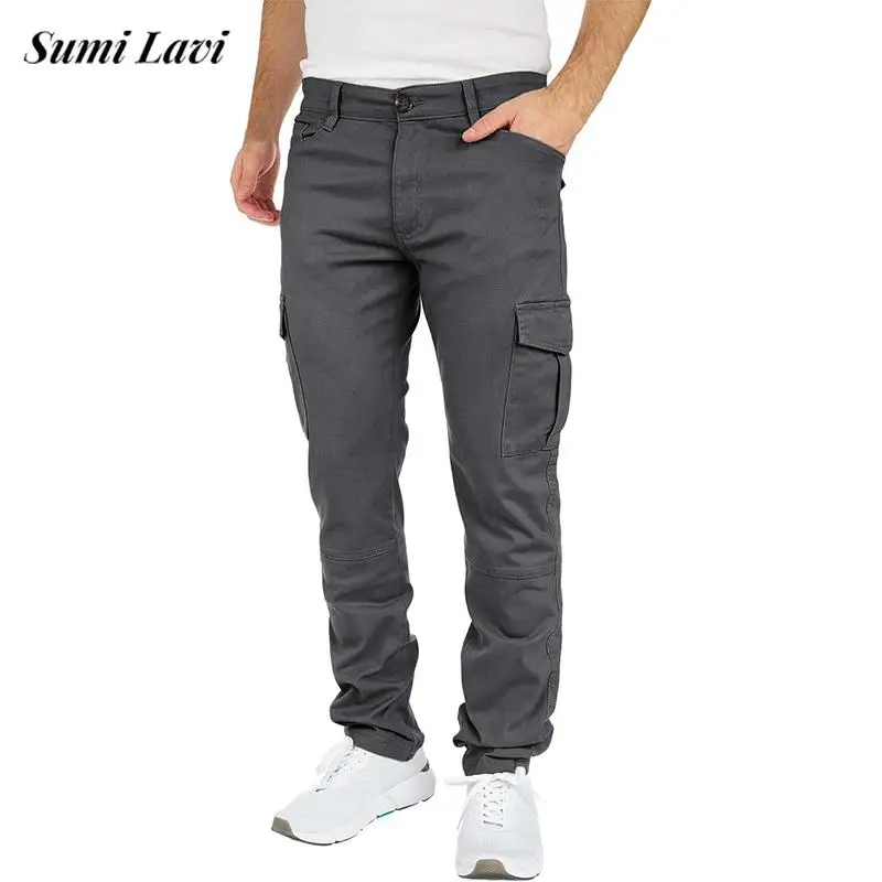 

Vintage Mens Slim Mutli Pockets Cargo Pants Spring Autumn Fashionable Solid Color Trousers For Men Daily Casual Cargo Trouser