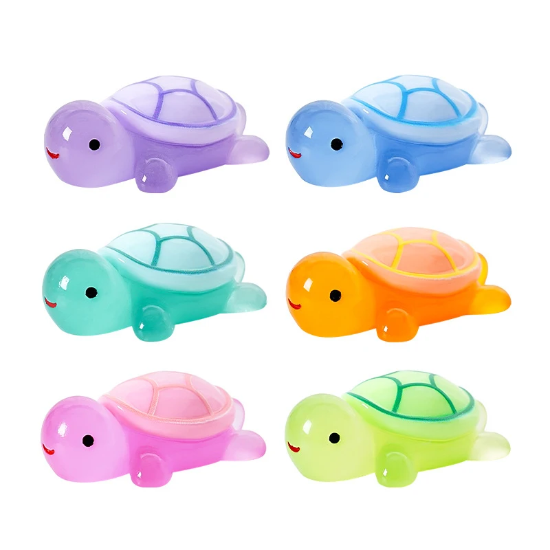 Cartoon Resin Luminous Turtle Ornament Keychain Glow-in-the-dark Color Turtle Keyring Backpack Accessories Girlfriends Gifts