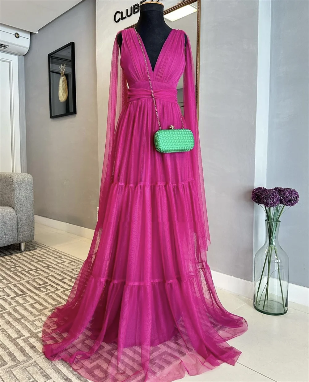 Jessica Purple Prom Dresses V-neck Tulle Prom Dress 2024 Vestidos De Fiesta Elegant Ladies A-line Formal Dinner Party Dresses