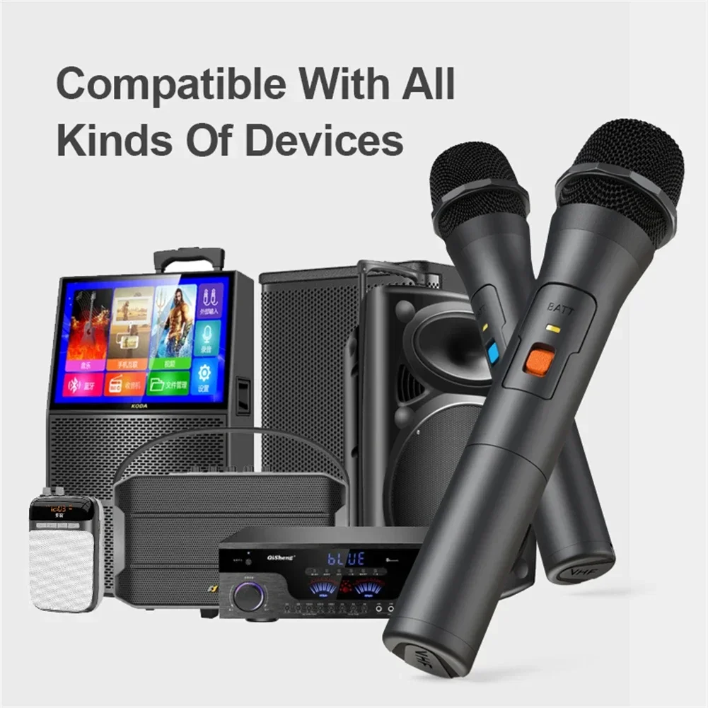 Handheld Microphone 50 Hz~18 KHz ABS Black W/Cable Wireless 2 Channels For Party Karaoke Mic USB Receiver V16U