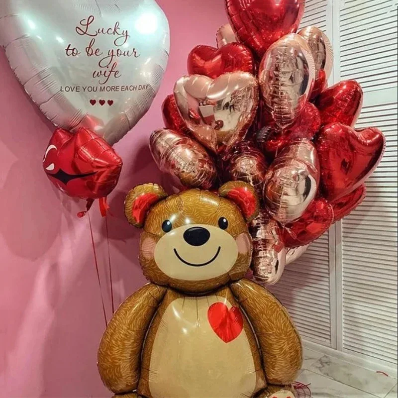 New Cartoon Love Bear Aluminum Film Balloon Cute Teddy Bear Ball Birthday Party Wedding Decoration Baby Shower Supplies Gifts