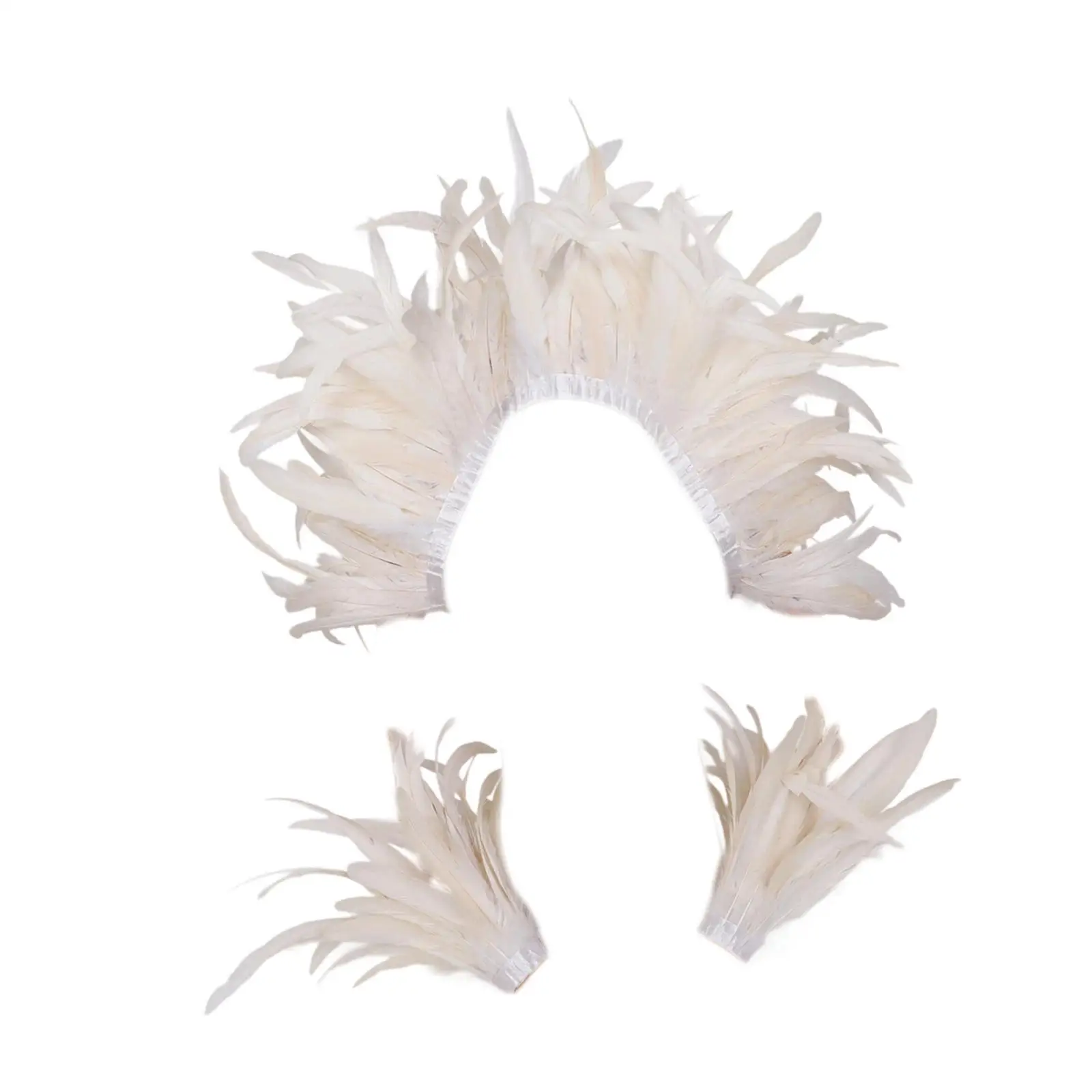 

Feather Shawl Costume with 2 Wrist Cuffs Soft Decoration Performance Wear for Performance Shows Cosplay Halloween Parties Party
