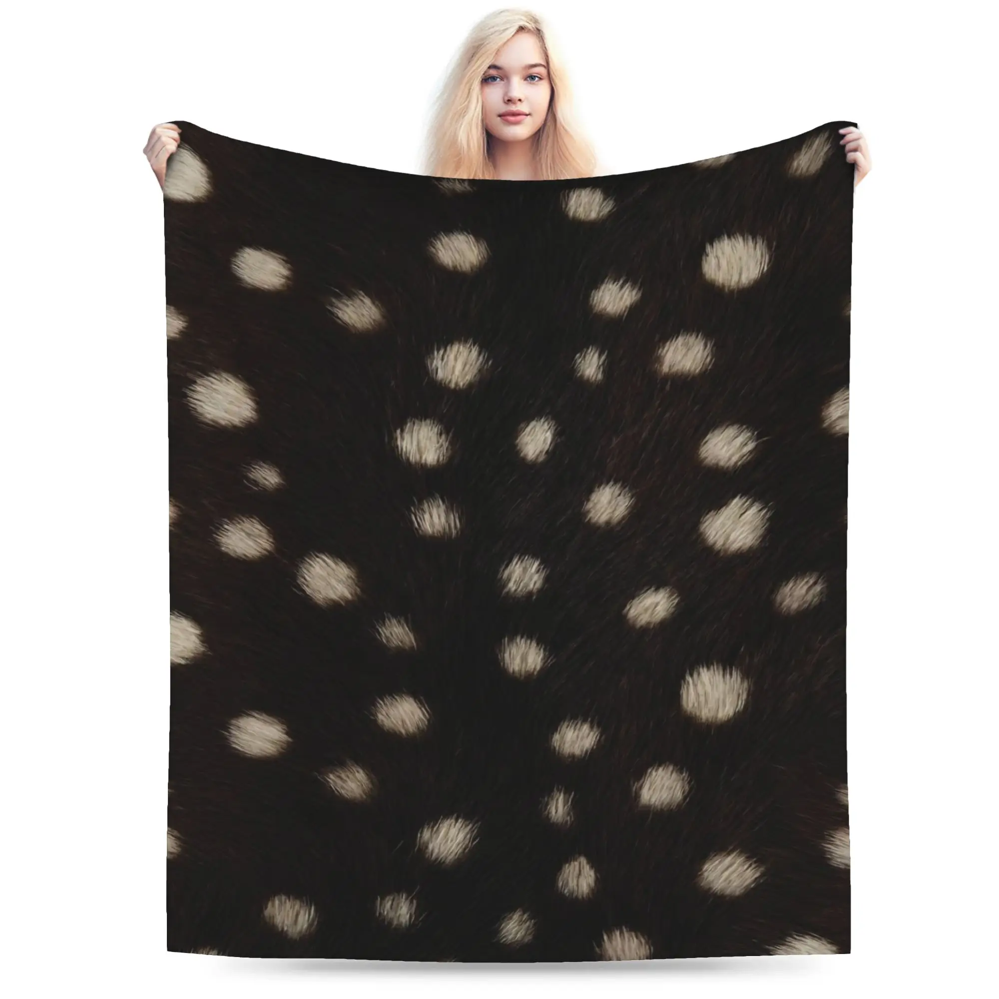 Stylish Brown Base Light Antelope Spot Blanket Super Soft Fleece  Comfortable Throw Blankets Machine Washable