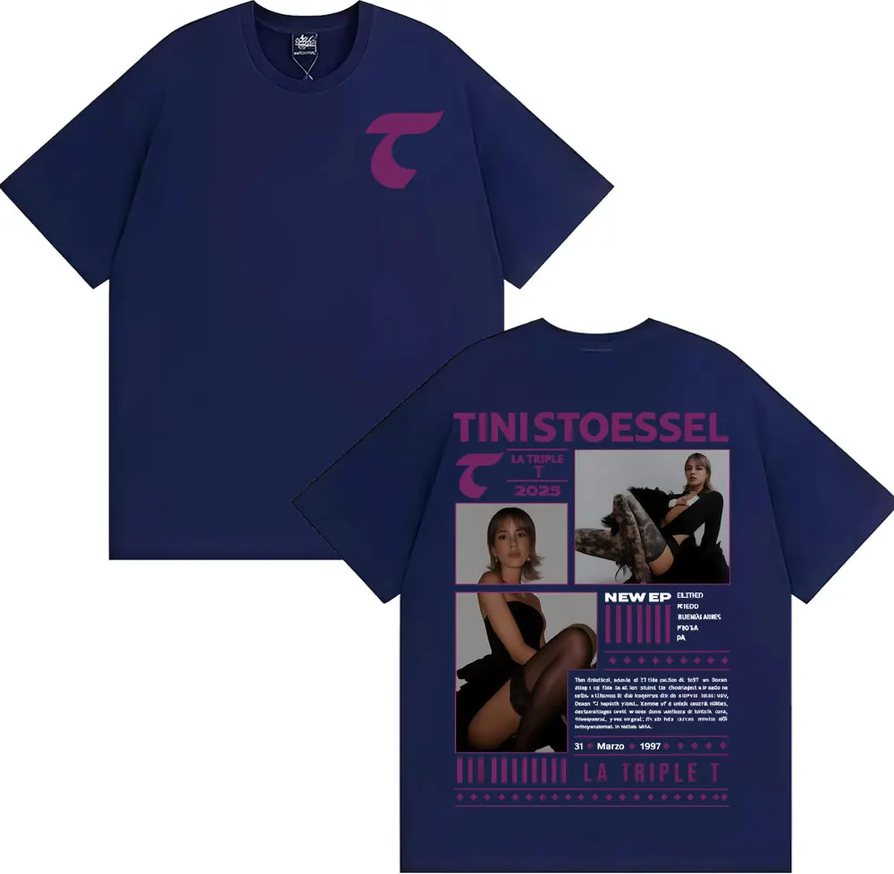 TINI STOESSEL La Triple T Fectura 2025 جولة ميرش تي شيرت الرجال النساء Harajuku الجمالية تي شيرت ريترو عادية 100% القطن تي شيرت #2
