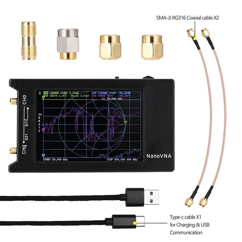 Dla Nanovna-H4 wektorowego analizatora sieci 4 Cal wyświetlacz 10Khz-1.5Ghz MF HF VHF akcesoria do analizatora antena UHF