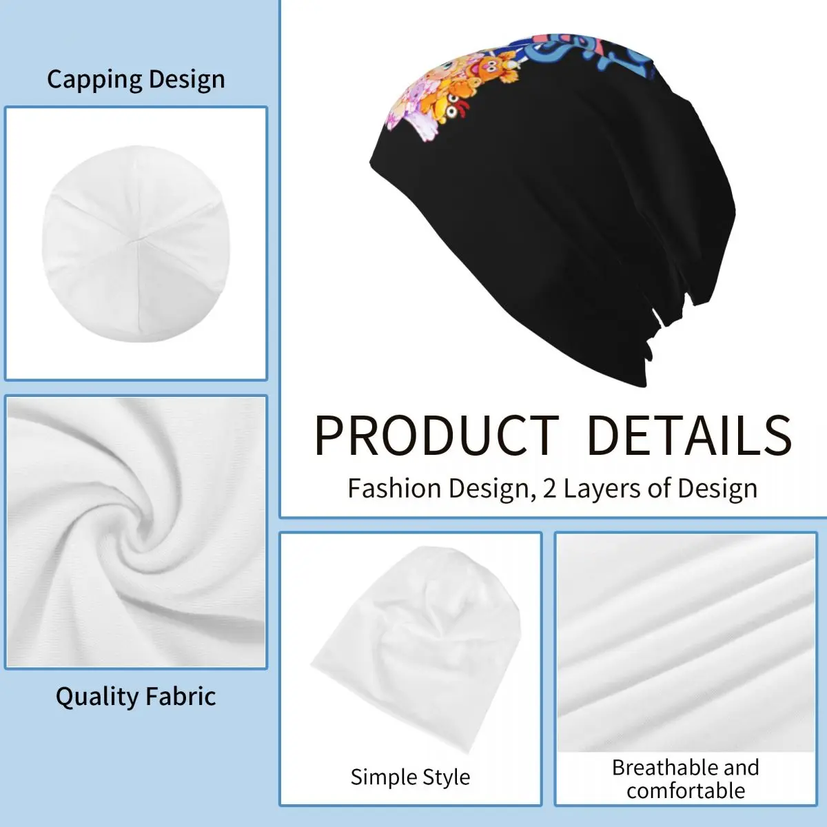 قبعة Muppet Babies الدافئة المحبوكة، قبعة بونيه عصرية للخريف والشتاء، قبعات بيني خارجية للبالغين من الجنسين