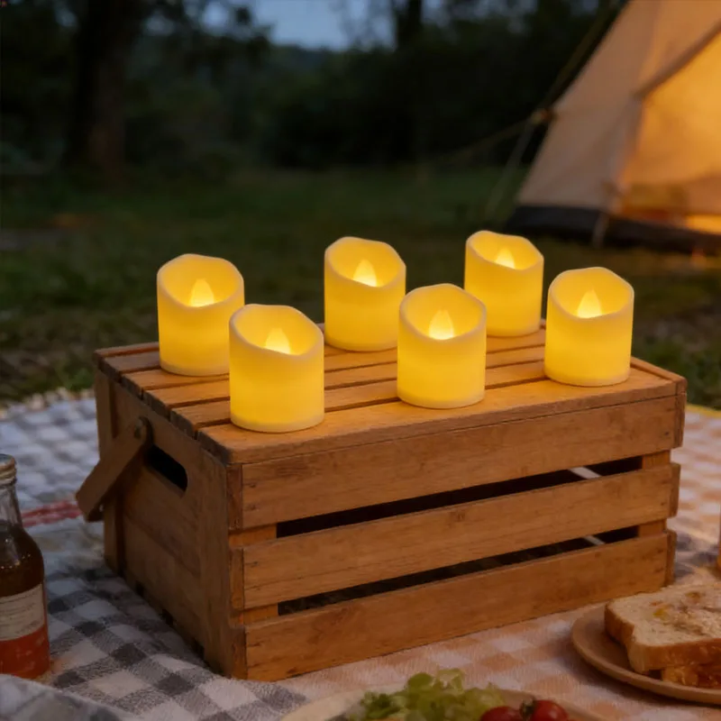 3D Plastic Pillar Candles Light LED Candle Creative Wishing Tea Light Warm White Flameless Candle Eid al-Fitr Decor Candle Light