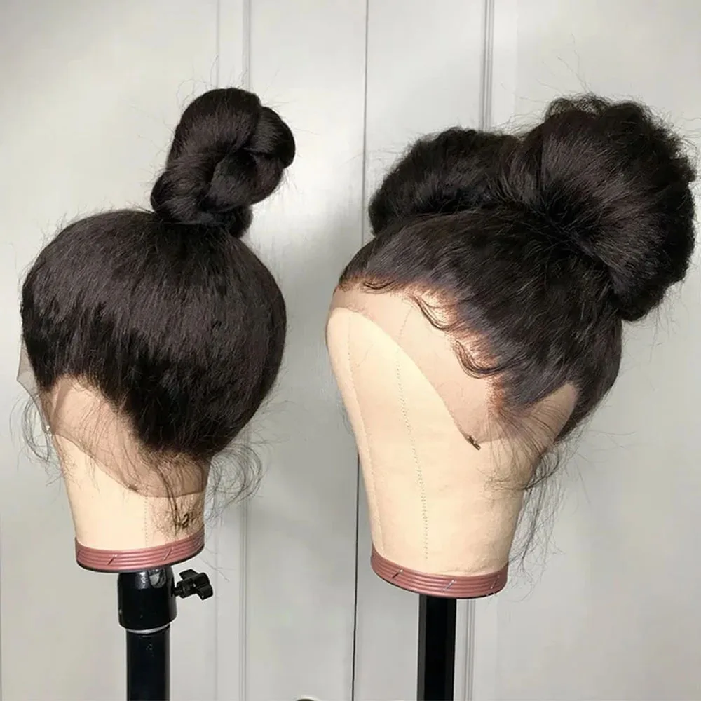 Kinky Straight 360 Full Lace Glueless Human Hair Wig with Drawstring, Invisi-Strap