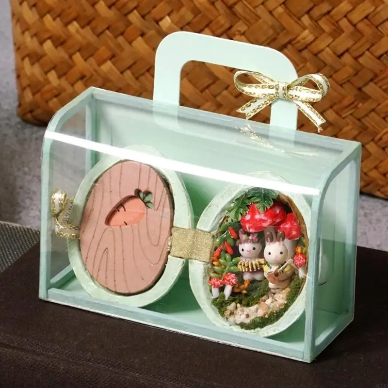 

Q22D Scaled Handmade Mini House for w/ Model Rabbit Boys Girls Handicraft Room Kits