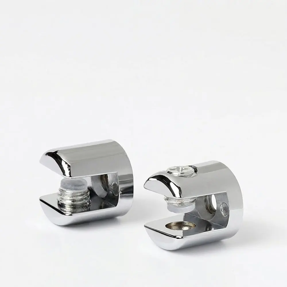 Zinc Alloy Glass Clamp Bracket Adjustable Support For Bookshelf Cabinet Showcase Glass Shelves Furniture Hardware Parts