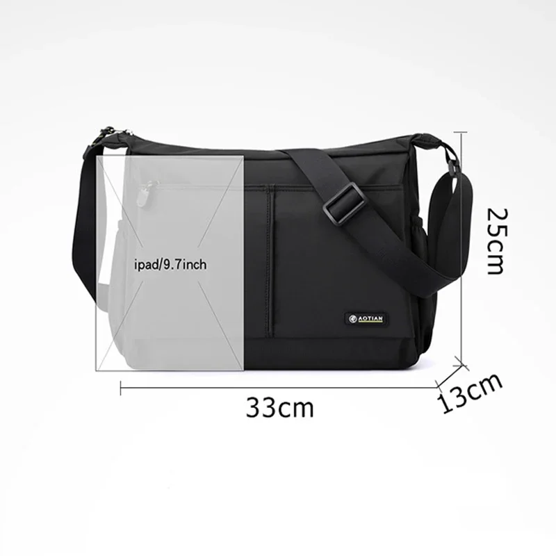 New Horizontal Version Men\'s Shoulder Bag Outdoor Travel Crossbody Bag Simple and Fashionable Oxford Cloth Messenger Bags