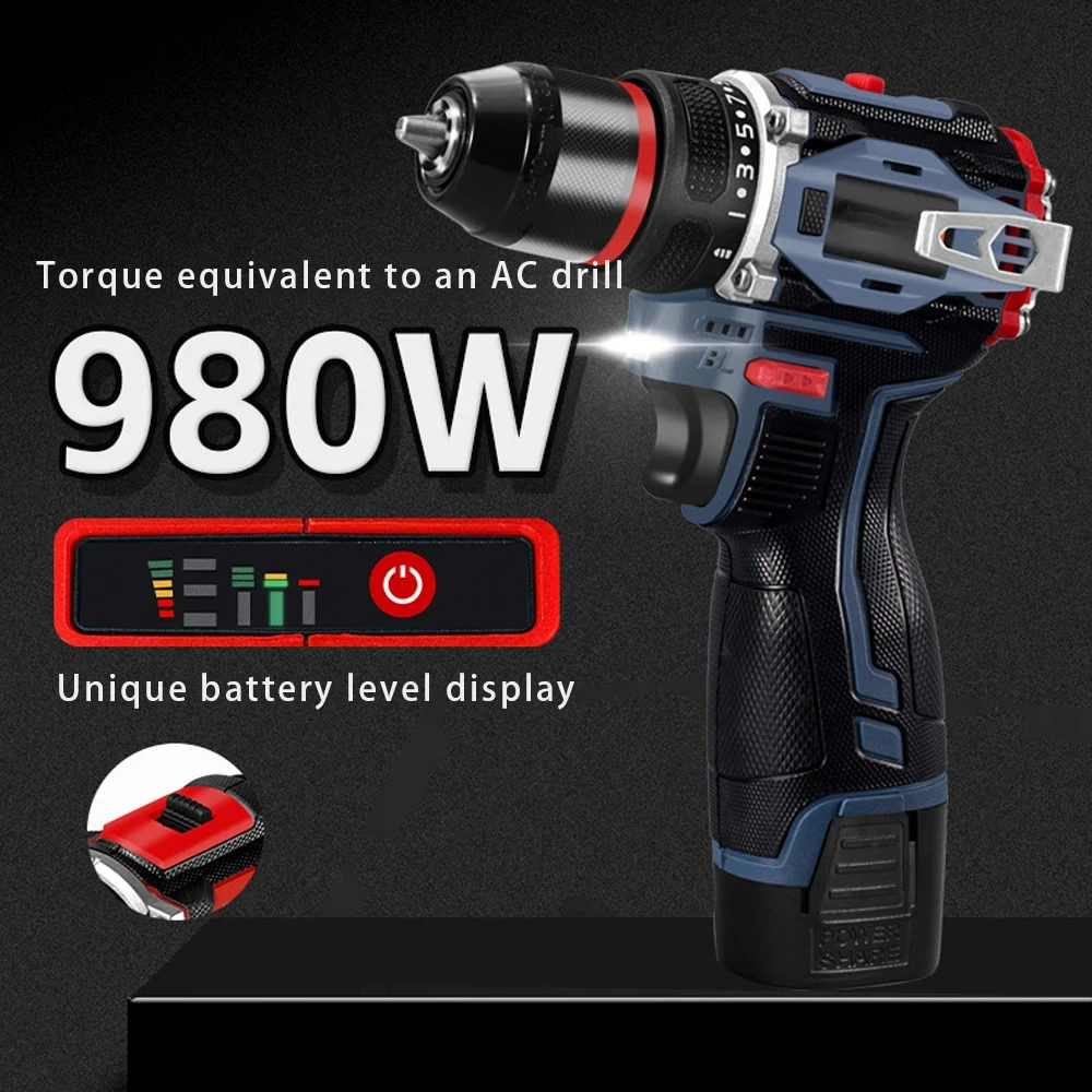 16.8V Brushless Electric Drill 80NM 2 IN 1 Cordless Drill 10MM Chuck Mini Electric Screwdriver Tools Lithium Ion Battery