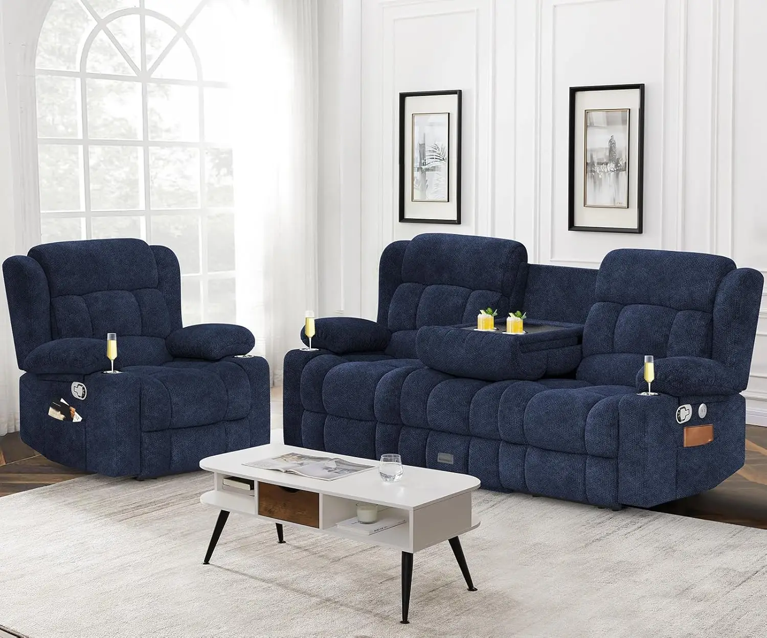 S43e6716d2ced405c88a10d1a0e7cff07S Recliner Sofa Set with Flip Middle Backrest for Living Room and RV
