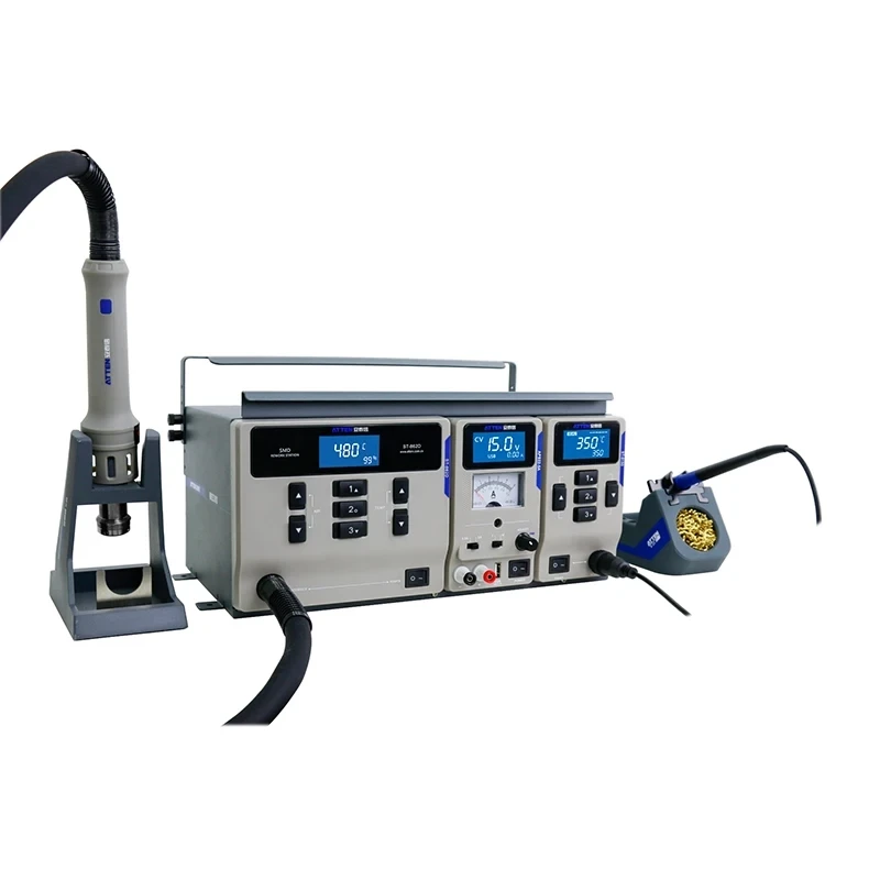 ATTEN MS-500 3-in-1 Repair System Hot Air  Soldering Station and Regulated Power Supply ST-862D ST-9150 APS22-5A BGA SMD PCB