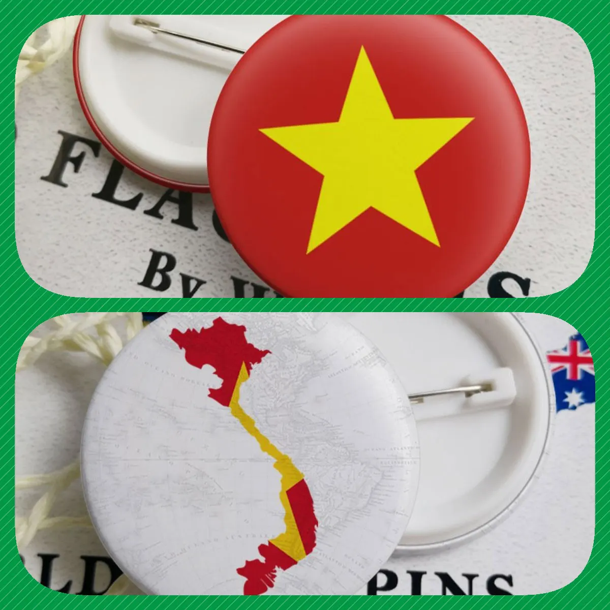 Broches de emblema nacional de la bandera de Vietnam, insignias, alfileres  de solapa / Joyería de moda, image size:1200x1200