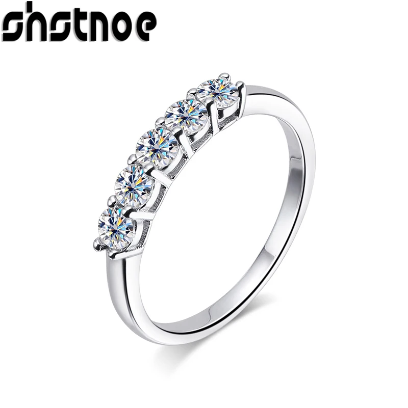 

SHSTONE 3mm D Color Moissanite Ring For Women s925 Sterling Sliver Plated 18k White Gold Eternity Band Wedding Engagement Rings