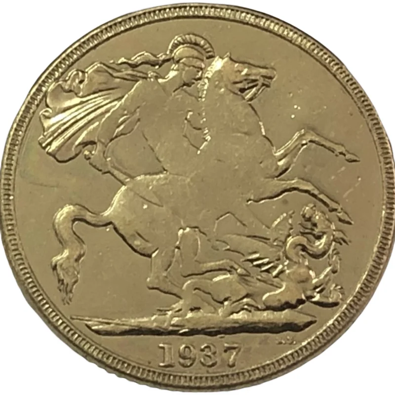 

1937 United Kingdom 1 Sovereign - George VI Gold plated Coin Copy